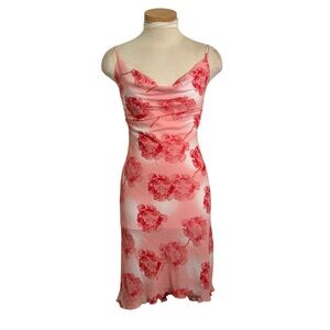 Esprit Vintage  Pink Floral Slip Dress with Cowl Neckline Size 0